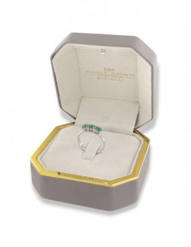 Anello Oro Bianco Trilogy Smeraldi 0,30CT [beab2416]