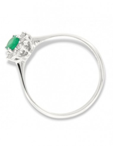 Anello Oro Bianco Principessa Smeraldo 0,27 Carati Diamanti 0,12 Carati [81c07b27]