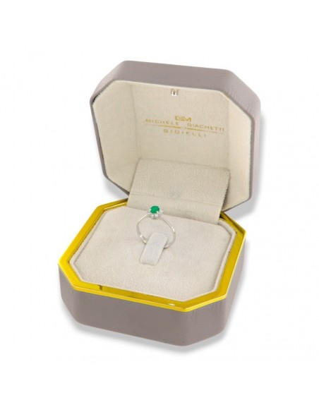 Anello Oro Bianco Principessa Smeraldo 0,27 Carati Diamanti 0,12 Carati [effbf92e]