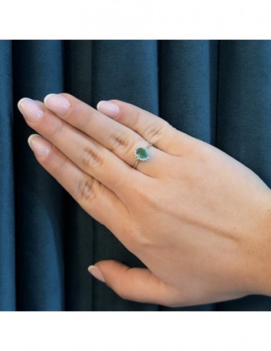Anello Oro Bianco Principessa Smeraldo 0,68 Carati Diamanti 0,18 Carati [bfe236f5]