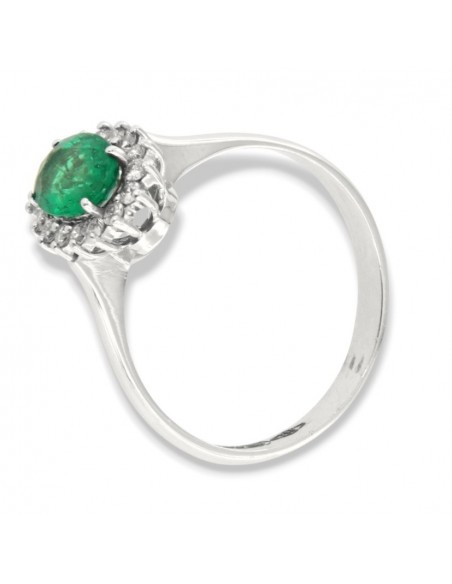 Anello Oro Bianco Principessa Smeraldo 0,68 Carati Diamanti 0,18 Carati [bab271eb]