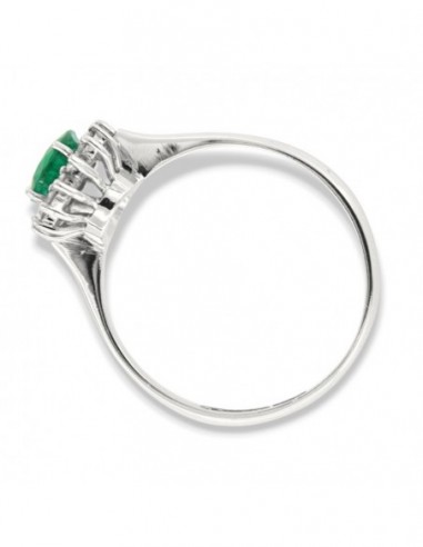Anello Oro Bianco Principessa Smeraldo 0,68 Carati Diamanti 0,18 Carati [639432e6]