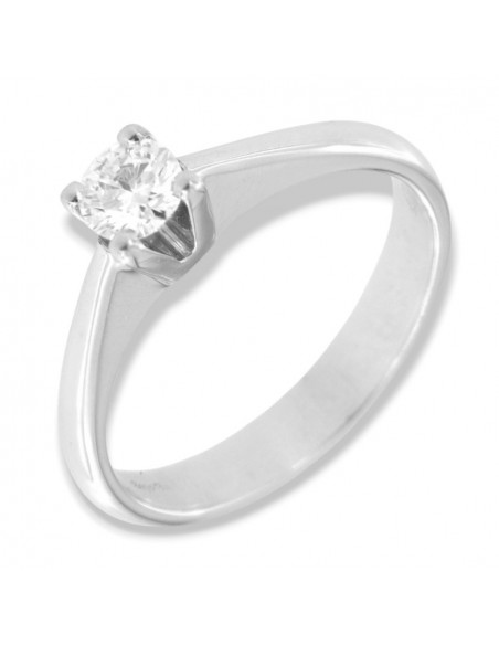 Anello Oro Bianco Solitario Diamante 0,35Ct D SI1 [188f45b1]
