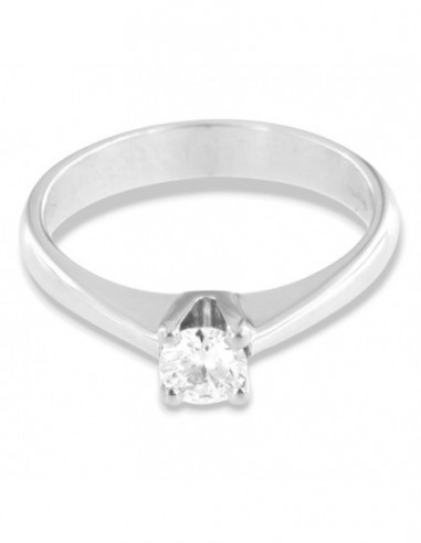 Anello Oro Bianco Solitario Diamante 0,35Ct D SI1 [73e480a6]