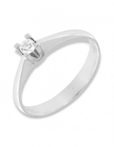 Anello Oro Bianco Solitario Diamante 0,10 Carati [05950fc4]