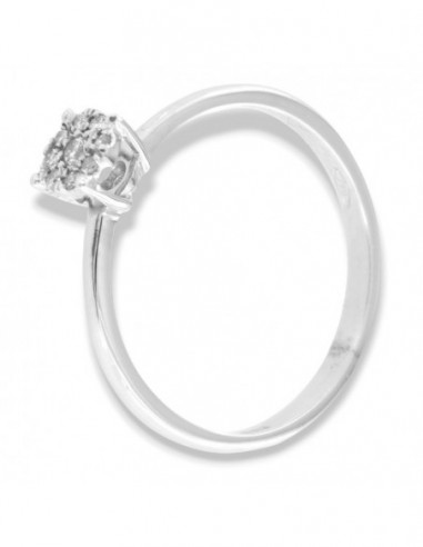 Anello Oro Bianco Solitario Magic 9 Diamanti 0,09 [444bd6a2]