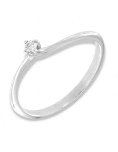 Anello Oro Bianco Solitario Valentino Diamante 0,05 Carati [11509be4]