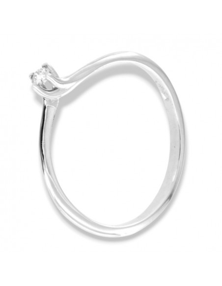 Anello Oro Bianco Solitario Valentino Diamante 0,05 Carati [1400dcfa]