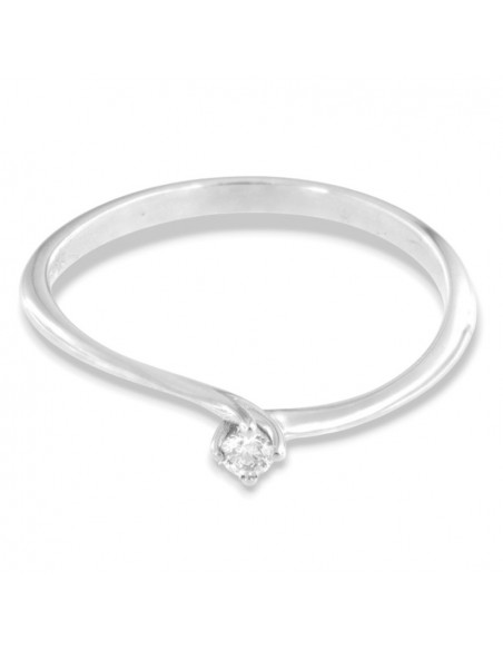 Anello Oro Bianco Solitario Valentino Diamante 0,05 Carati [7a3b5ef3]
