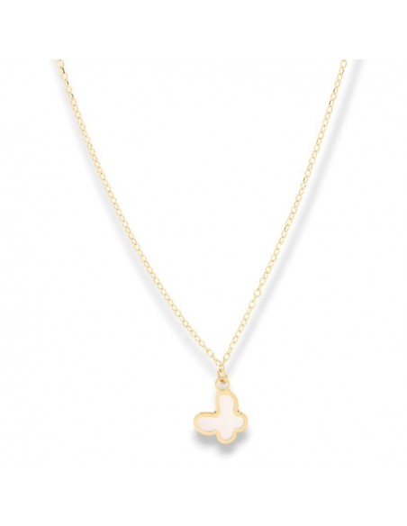 Collana Oro Giallo Farfalla Madreperla Bianca [dee47e83]