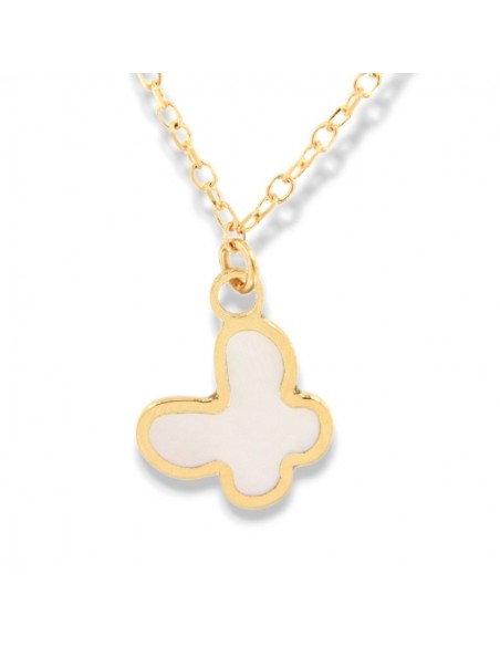 Collana Oro Giallo Farfalla Madreperla Bianca [1a202a02]