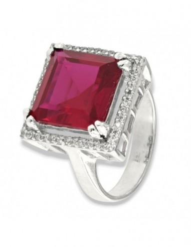 Anello Argento Rodiato Principessa Rossa 12x12 [6e44cb8f]