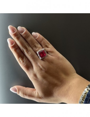 Anello Argento Rodiato Principessa Rossa 12x12 [43b9ccc3]