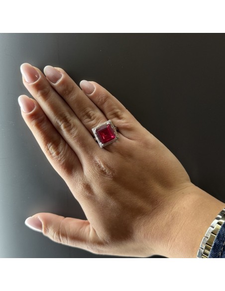 Anello Argento Rodiato Principessa Rossa 12x12 [43b9ccc3]