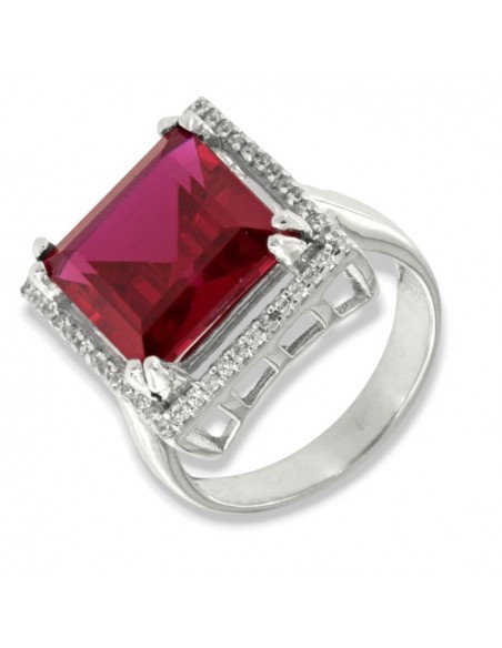 Anello Argento Rodiato Principessa Rossa 12x12 [f4a40dc7]