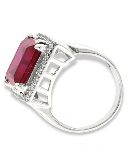 Anello Argento Rodiato Principessa Rossa 12x12 [46e98bdd]