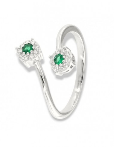 Anello Argento Rodiato Bilogy Zirconi Verdi 3MM [75f14f93]