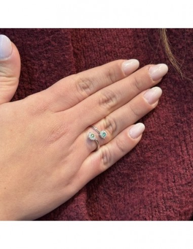 Anello Argento Rodiato Bilogy Zirconi Verdi 3MM [99d6e2d3]