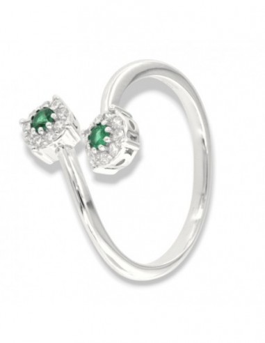 Anello Argento Rodiato Bilogy Zirconi Verdi 3MM [2b9b64c9]