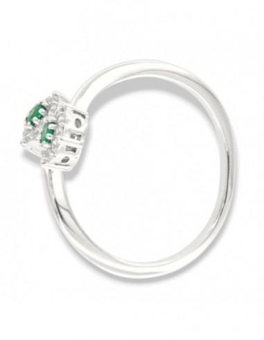 Anello Argento Rodiato Bilogy Zirconi Verdi 3MM [9c86a5cd]