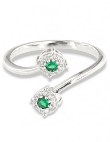 Anello Argento Rodiato Bilogy Zirconi Verdi 3MM [45a0e6c0]