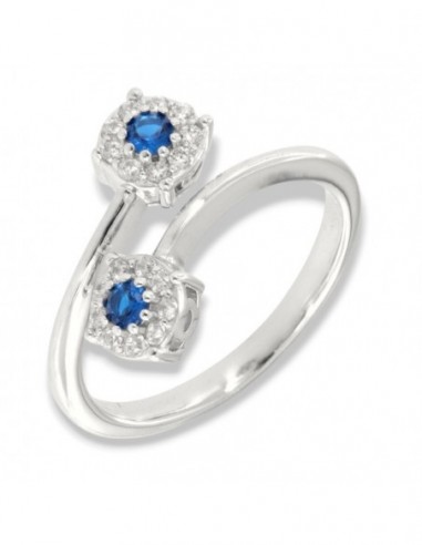 Anello Argento Rodiato Bilogy Zirconi Blu 3MM [4c24f8c4]