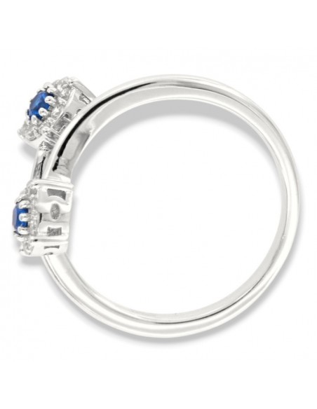 Anello Argento Rodiato Bilogy Zirconi Blu 3MM [fe697ede]