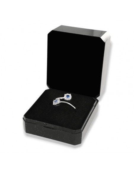 Anello Argento Rodiato Bilogy Zirconi Blu 3MM [9052fcd7]