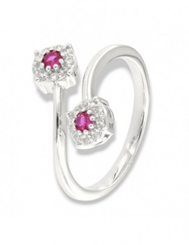 Anello Argento Rodiato Bilogy Zirconi Fucsia 3MM [42c8be77]