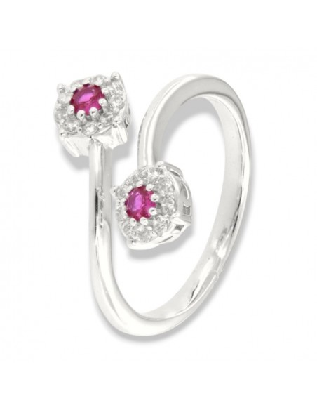 Anello Argento Rodiato Bilogy Zirconi Fucsia 3MM [42c8be77]