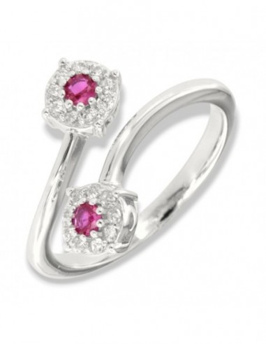 Anello Argento Rodiato Bilogy Zirconi Fucsia 3MM [cb8820c5]