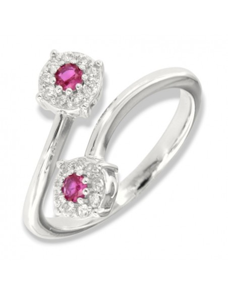 Anello Argento Rodiato Bilogy Zirconi Fucsia 3MM [cb8820c5]