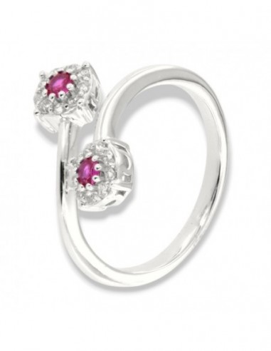 Anello Argento Rodiato Bilogy Zirconi Fucsia 3MM [ced867db]