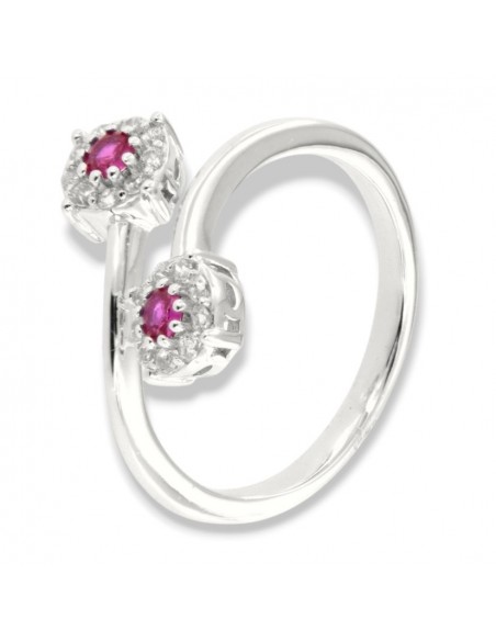 Anello Argento Rodiato Bilogy Zirconi Fucsia 3MM [ced867db]