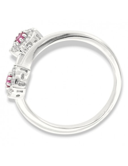 Anello Argento Rodiato Bilogy Zirconi Fucsia 3MM [79c5a6df]