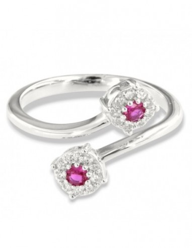 Anello Argento Rodiato Bilogy Zirconi Fucsia 3MM [a0e3e5d2]