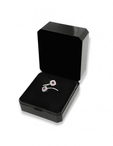 Anello Argento Rodiato Bilogy Zirconi Fucsia 3MM [17fe24d6]