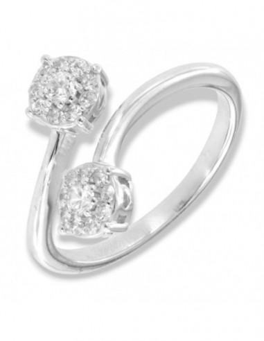 Anello Argento Rodiato Bilogy Zirconi Bianchi 3MM [5ecf2bc0]