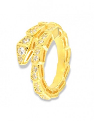 Anello Argento Dorato Serpente Zirconi Bianchi [a67782a2]