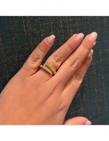 Anello Argento Dorato Serpente Zirconi Bianchi [3aac9ddb]