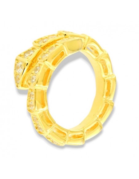 Anello Argento Dorato Serpente Zirconi Bianchi [88e11bc1]