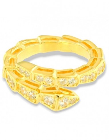 Anello Argento Dorato Serpente Zirconi Bianchi [e6da99c8]