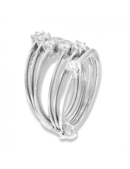 Anello Argento Rodiato Fascia Solitari Uniti [b9550203]