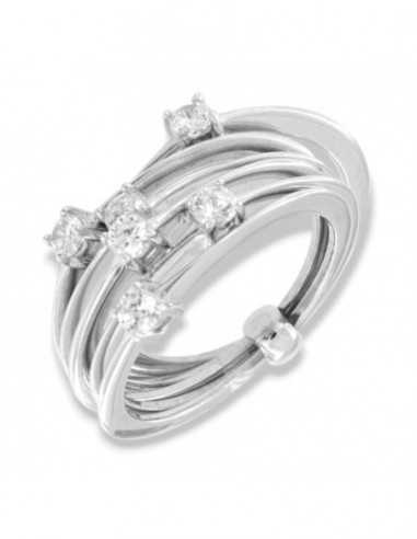 Anello Argento Rodiato Fascia Solitari Uniti [017e79e4]