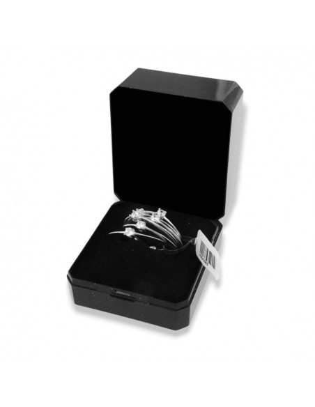 Anello Argento Rodiato Fascia Solitari Uniti [dd087df7]