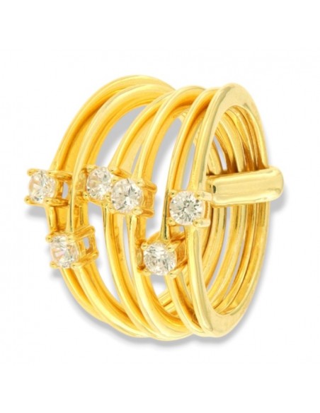 Anello Argento Dorato Fascia Solitari Uniti [6b22c61b]