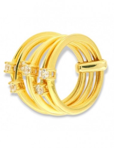 Anello Argento Dorato Fascia Solitari Uniti [00107b59]