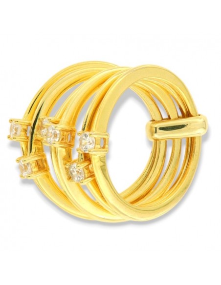 Anello Argento Dorato Fascia Solitari Uniti [00107b59]