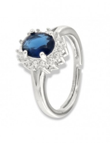 Anello Argento Rodiato Principessa Blu 8x6MM [81c0e7ff]