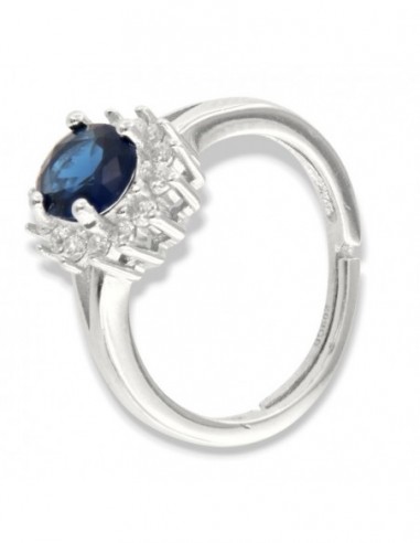 Anello Argento Rodiato Principessa Blu 8x6MM [0c183e81]